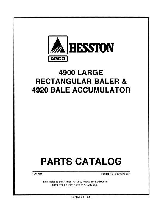 AGCO 4900 Big Square Baler Parts Book 700707865F English