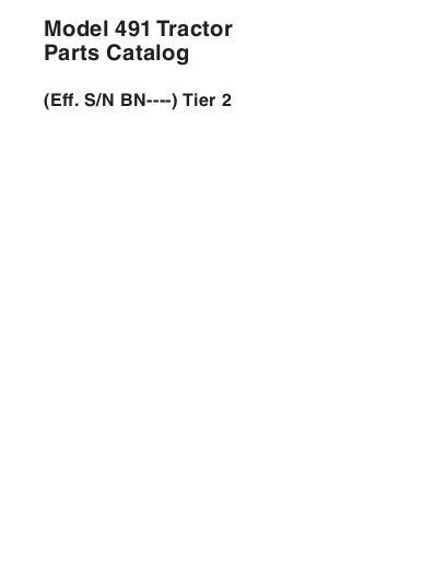 AGCO 491 Tractor (eff sn BNxxxxx, tier 2) Parts Book 651770M94 English