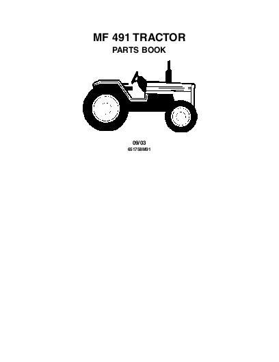 AGCO 491 Tractor (prior to sn BNxxxxx, prior to tier 2) Parts Book 651758M91 English