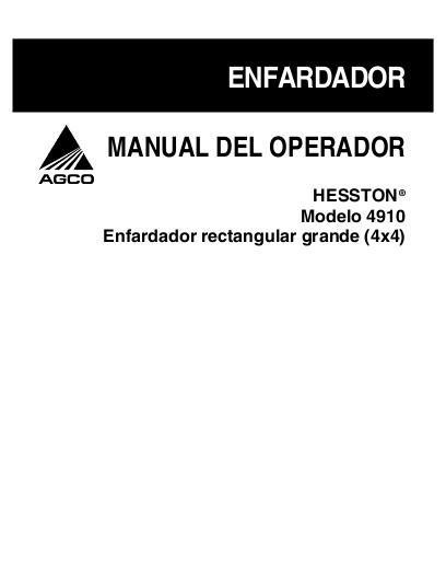 AGCO 4910 Big Square Baler (w BC electronics) Operator Manual 700723085B Spanish 1 AGCO 4910 Big Square Baler (w BC electronics) Operator Manual 700723085B Spanish