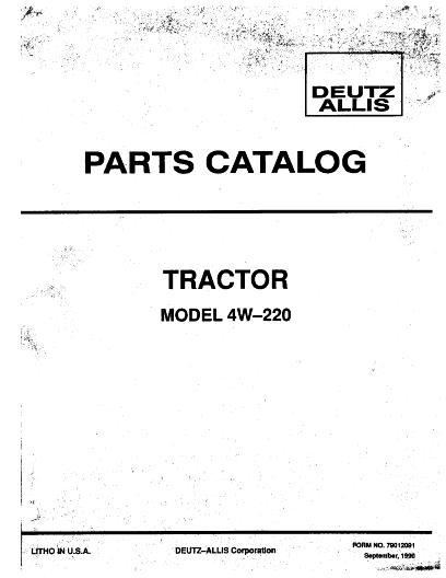 AGCO 4W-220 Tractor Parts Book 79012091 English