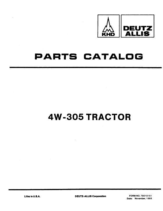 AGCO 4W-305 Tractor Parts Book 79010151 English