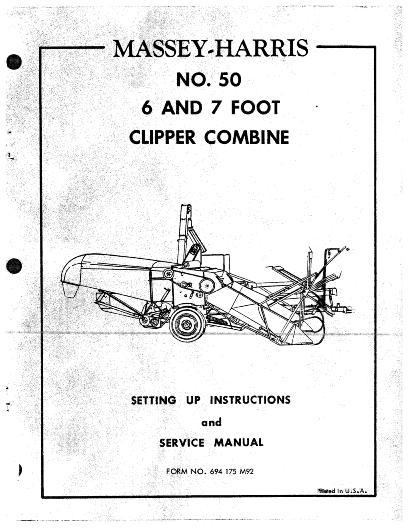 AGCO 50 Clipper Combine (pull type, 6 - 7 ft) Operator Manual 694175M92 English 1 AGCO 50 Clipper Combine (pull type, 6 - 7 ft) Operator Manual 694175M92 English