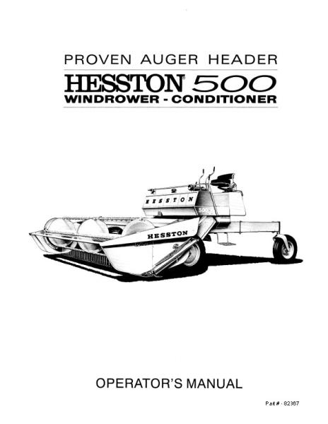 AGCO 500 SP Windrower (1964) Operator Manual 82867 English