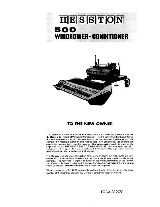 AGCO 500 SP Windrower (HS30) Operator Manual 882977 English 1 AGCO 500 SP Windrower (HS30) Operator Manual 882977 English