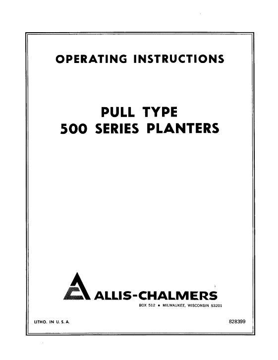AGCO 500 Series Planter (pull type) Operator Manual 70828399 English 1 AGCO 500 Series Planter (pull type) Operator Manual 70828399 English