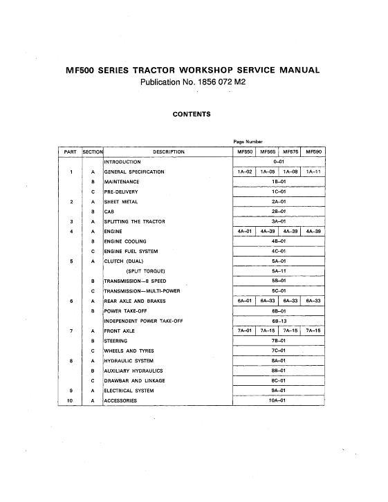AGCO 500 Series Tractor (UK product, workshop service) Service Manual 1856072M2 English