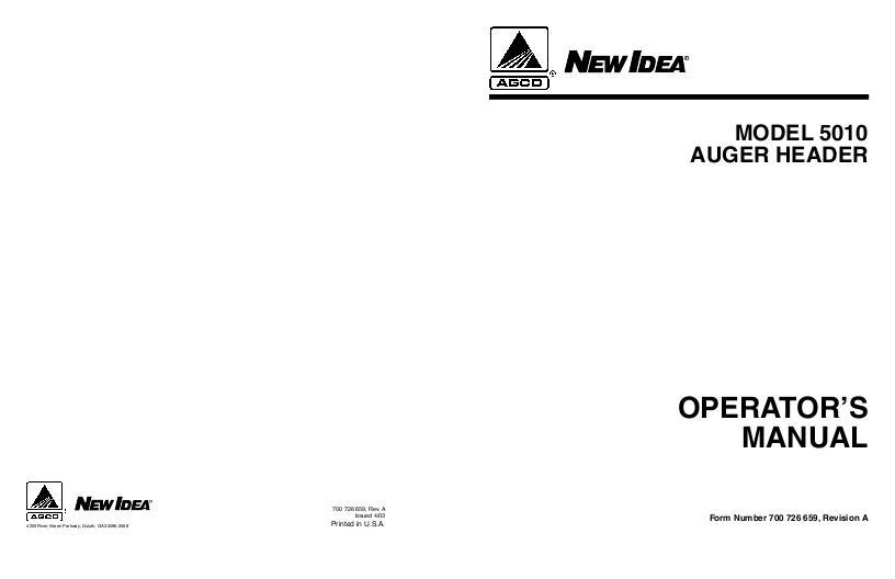 AGCO 5010 Auger Header (12 - 14 ft) Operator Manual 700726659A English 1 AGCO 5010 Auger Header (12 - 14 ft) Operator Manual 700726659A English