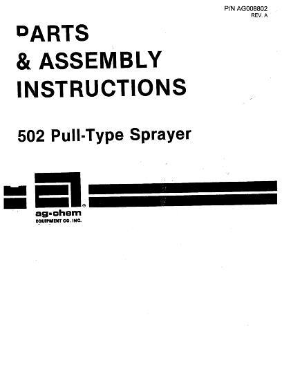 AGCO 502 Sprayer (pull type) Parts Book AG008802 English