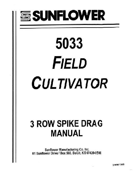 AGCO 5033 Field Cultivator 3 Row Spike Drag Attachment Operator Manual SN997355 English 1 AGCO 5033 Field Cultivator 3 Row Spike Drag Attachment Operator Manual SN997355 English