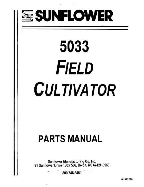 AGCO 5033 Field Cultivator Parts Book SN997298 English