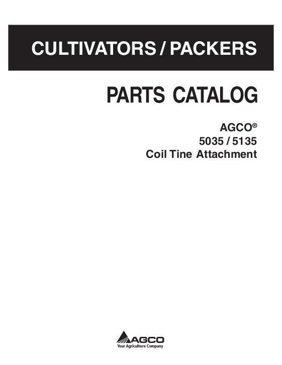 AGCO 5035 5135 Coil Tine (attachment) Parts Book 79027309D English