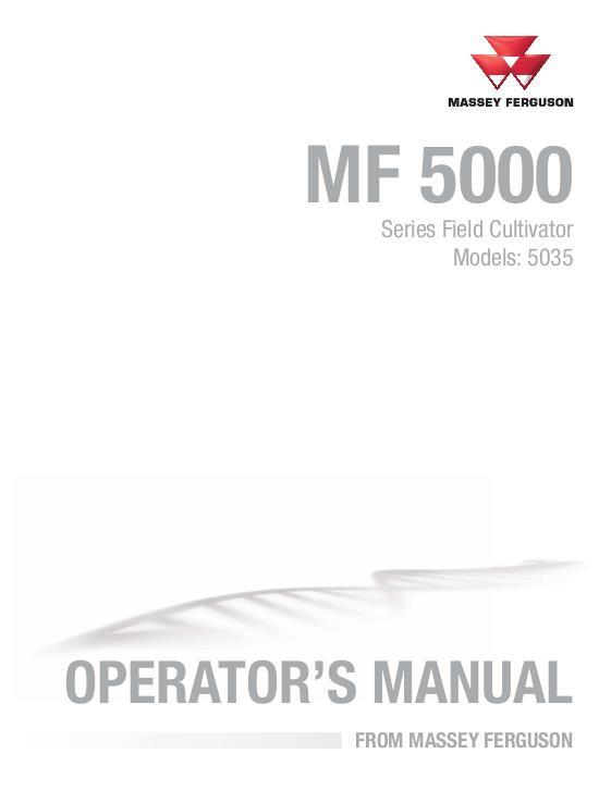AGCO 5035 Field Cultivator (3 section) Operator Manual 997779MFG English