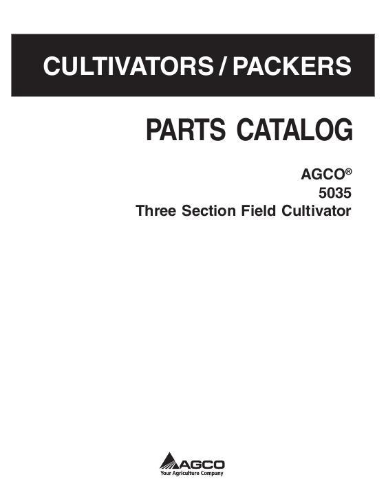 AGCO 5035 Field Cultivator (3 section) Parts Book 79027290E English