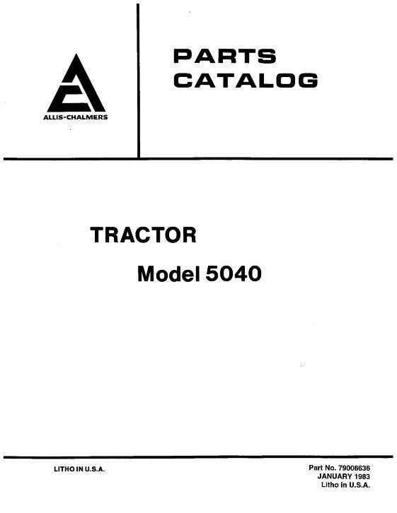 AGCO 5040 Tractor (all) Parts Book 79006636 English