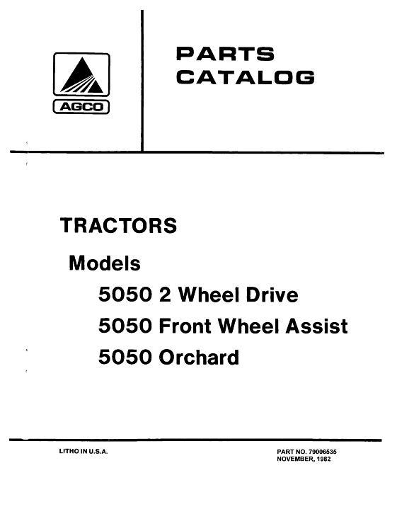 AGCO 5050 Tractor Parts Book 79006535 English