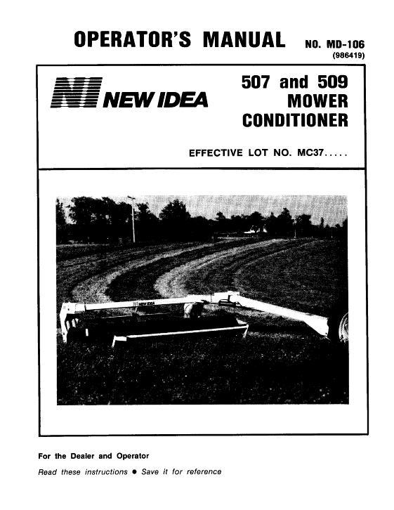 AGCO 507 509 Mower Conditioner Operator Manual 986419 English