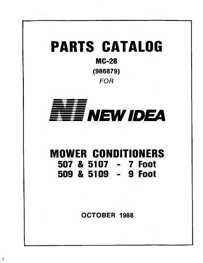 AGCO 507 5107 509 5109 Mower Conditioner Parts Book 986879 English