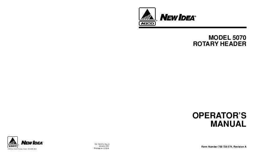 AGCO 5070 Rotary Header Operator Manual 700726574A English 1 AGCO 5070 Rotary Header Operator Manual 700726574A English
