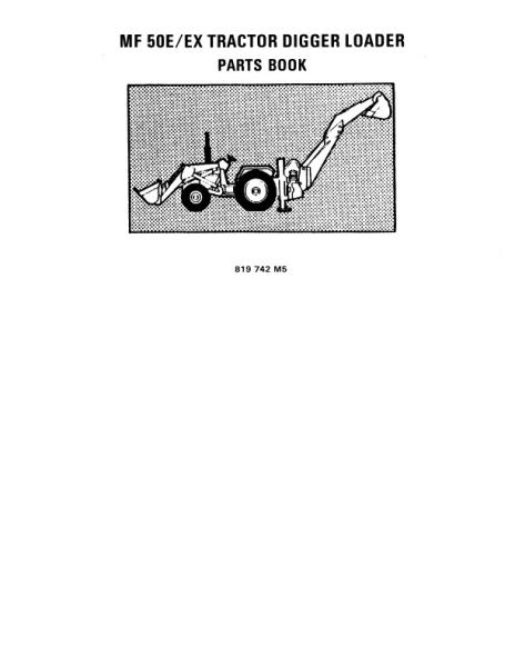 AGCO 50E 50EX Tractor Loader, Tractor Digger Loader (Manchester UK) Parts Book 819742M5 English