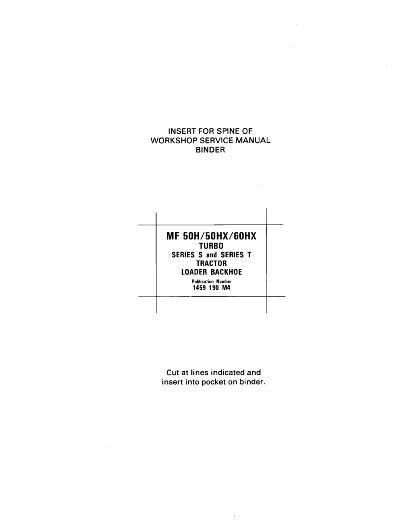 AGCO 50H 50HX 60H Tractor (series S & T, loader backhoe) (packet) Service Manual 1459190M4 English