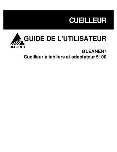 AGCO 5100 Draper Header Operator Manual 700728374B French 1 AGCO 5100 Draper Header Operator Manual 700728374B French