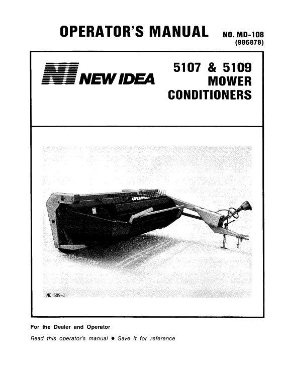 AGCO 5107 5109 Mower Conditioner Operator Manual 986878 English 1 AGCO 5107 5109 Mower Conditioner Operator Manual 986878 English