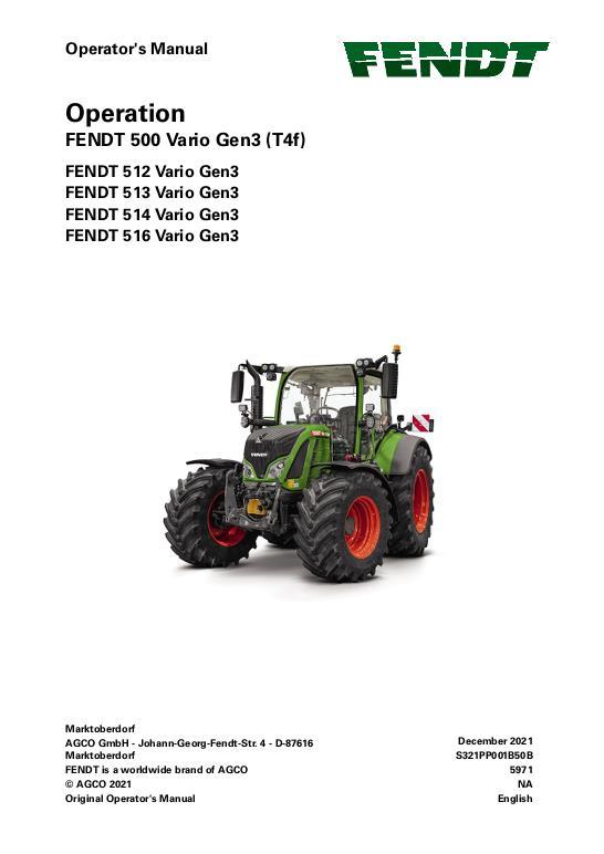 AGCO 512 513 514 516 Gen3 Tractor (No Am, operation) Operator Manual 72667653 English 1 AGCO 512 513 514 516 Gen3 Tractor (No Am, operation) Operator Manual 72667653 English