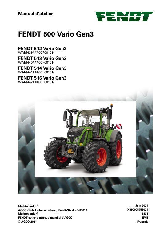 AGCO 512 513 514 516 Gen3 Tractor (packet) Service Manual 72663592 French
