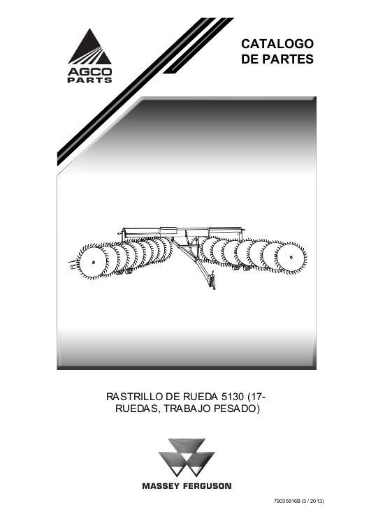 AGCO 5130 Wheel Rake (17-Wheel, Heavy Duty) Parts Book 79035816B Spanish