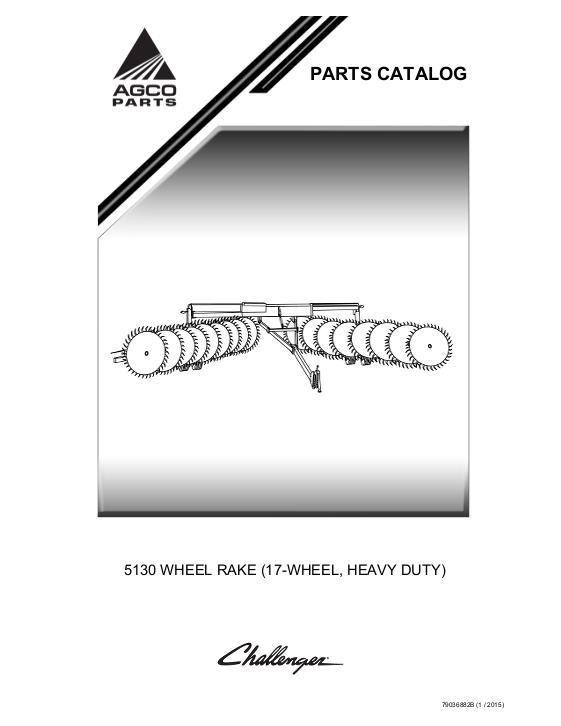 AGCO 5130 Wheel Rake (17-Wheel, Heavy Duty) Parts Book 79036882B English