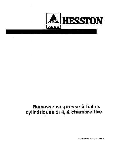 AGCO 514 Round Baler Operator Manual 79016587 French