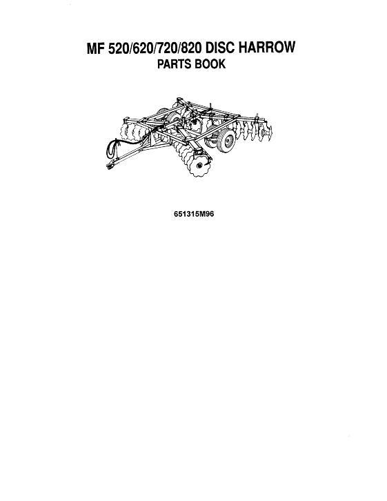 AGCO 520 620 720 820 Disc Harrow Parts Book 651315M96 English
