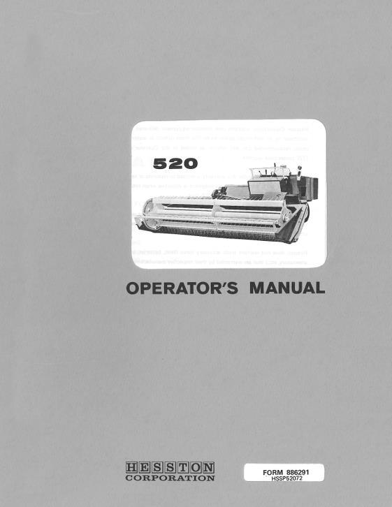AGCO 520 Windrower (1972, serial prefix HS32 & 520T-up to 10100) Operator Manual 886291 English 1 AGCO 520 Windrower (1972, serial prefix HS32 & 520T-up to 10100) Operator Manual 886291 English