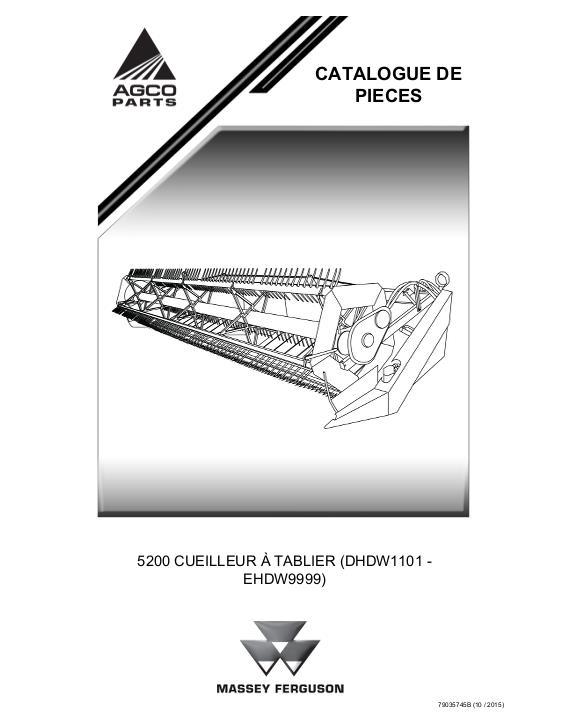 AGCO 5200 Draper Header (DHDW1101 - EHDW9999) Parts Book 79035745B French