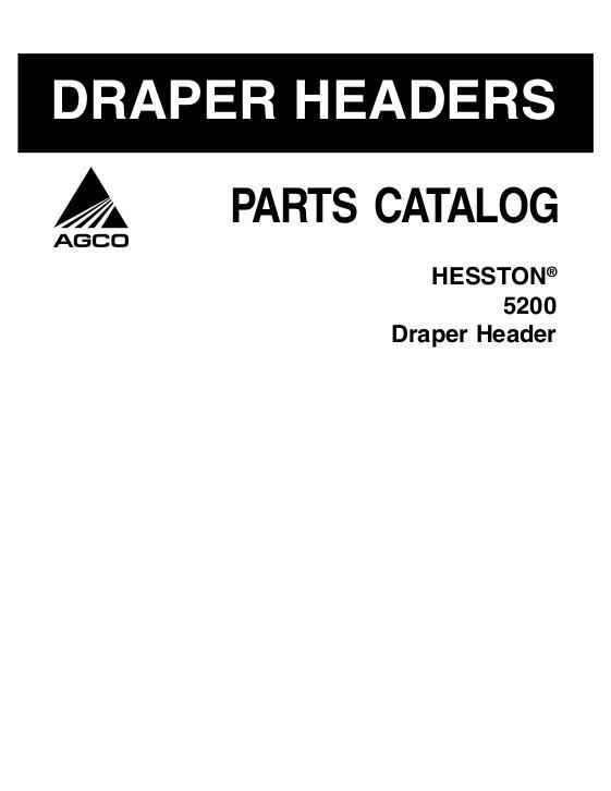 AGCO 5200 Draper Header Parts Book 700724298C English 1 AGCO 5200 Draper Header Parts Book 700724298C English