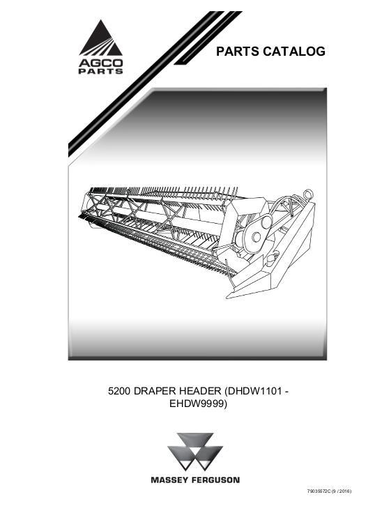 AGCO 5200 Draper Header (sn DHDW1101 - EHDW9999) Parts Book 79035572C English