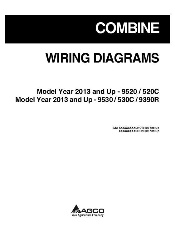 AGCO 520C 530C 9520 9530 9390R Combine (wiring diagrams, 2013) Service Manual 700739393A English
