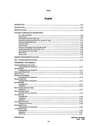 AGCO 5215 Compact Tractor (engine section) Service Manual 79010054 English