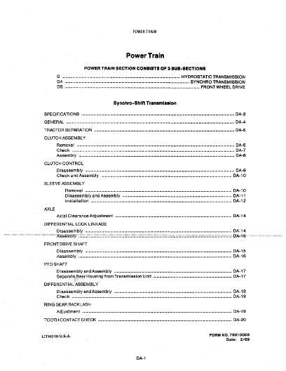 AGCO 5215 Compact Tractor (synchro trans section) Service Manual 79010058 English