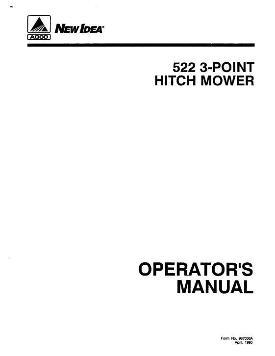 AGCO 522 Trailing Mower (3 point, sickle bar) Operator Manual 987036A English 1 AGCO 522 Trailing Mower (3 point, sickle bar) Operator Manual 987036A English
