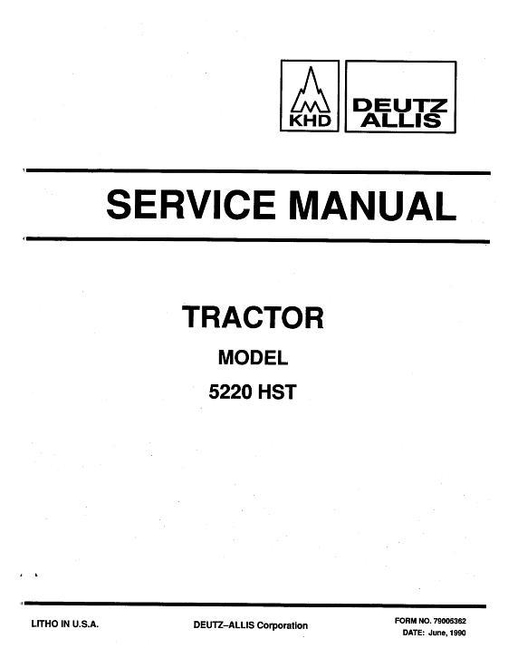 AGCO 5220 Compact Tractor (hydro trans, cover & intro section) Service Manual 79010977 English