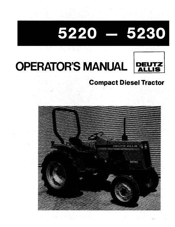 AGCO 5220 (synchro) 5230 Compact Tractor Operator Manual 72102222 English