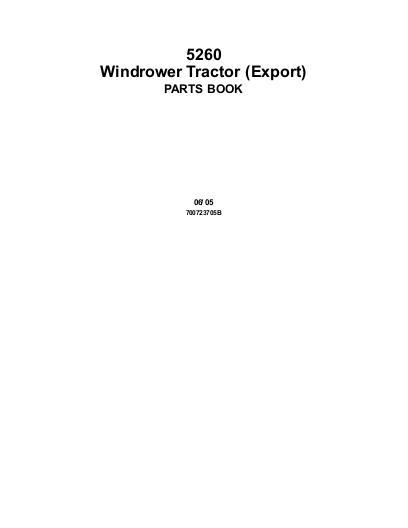 AGCO 5260 Windrower Tractor Parts Book 700723705B English 1 AGCO 5260 Windrower Tractor Parts Book 700723705B English