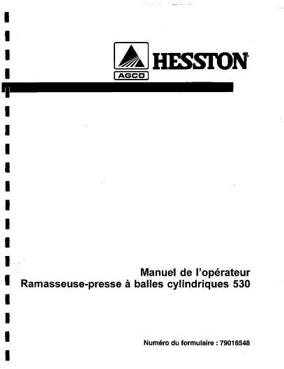 AGCO 530 Round Baler Operator Manual 79016548 French