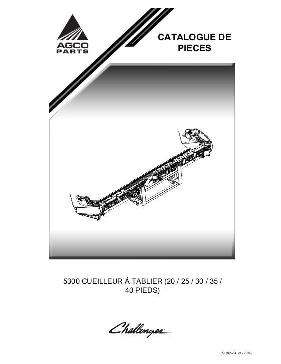 AGCO 5300 Draper Header (20 25 30 35 40 Foot) Parts Book 79036529B French