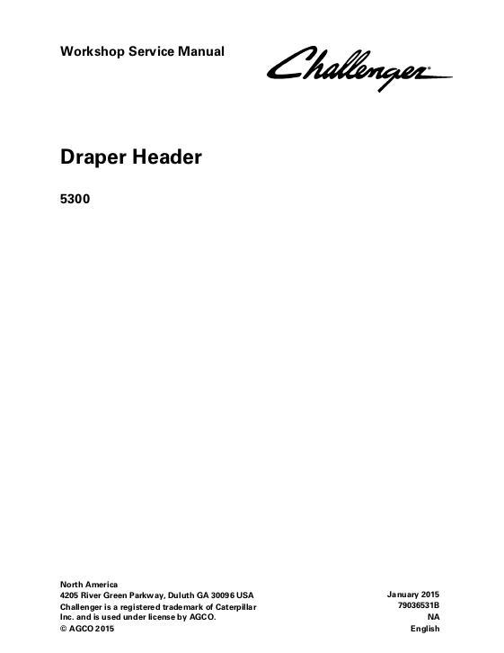 AGCO 5300 Draper Header Service Manual 79036531B English