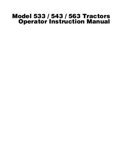 AGCO 533 543 563 Tractor Operator Manual 4283070M1 English