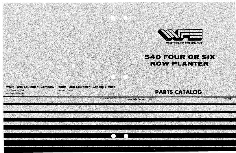 AGCO 540 Planter (4 and 6 row, pull type) Parts Book W438032 English