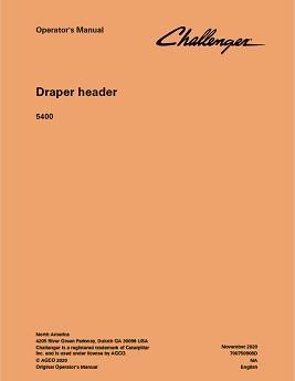 AGCO 5400 Draper Header Operator Manual 700750906D English 1 AGCO 5400 Draper Header Operator Manual 700750906D English